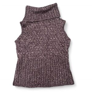 Kenzie Marled Purple Sleeveless Turtleneck Sweater‎